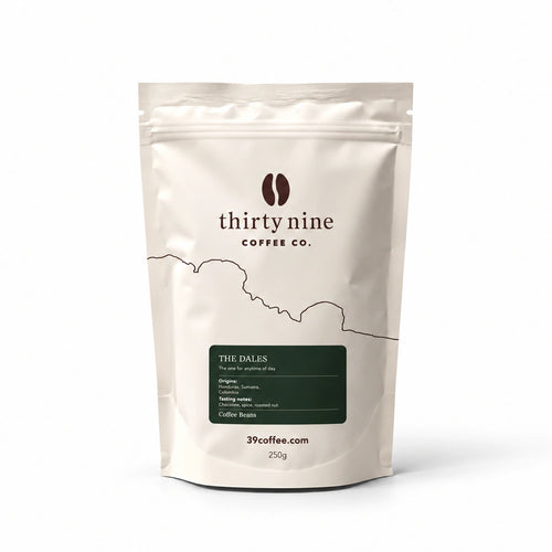 The Dales 250g Smooth Coffee Beans — cream coffee bag on white with a soft shadow